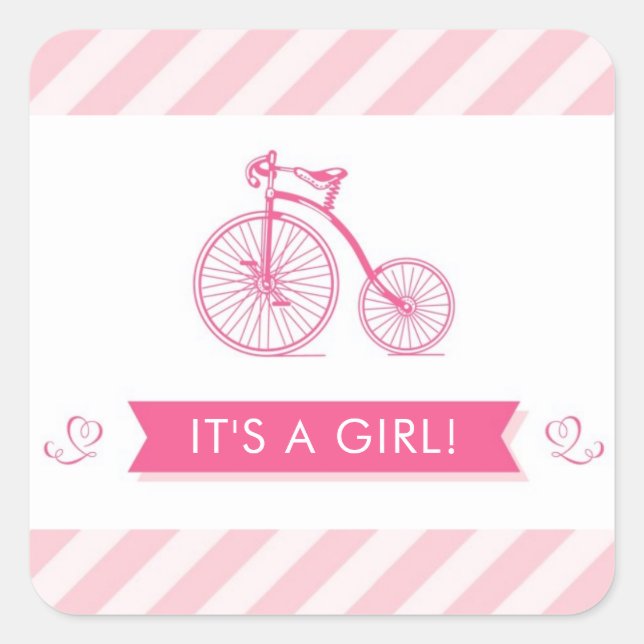 Es ist ein Girl Pink Baby Shower Stickers (Vorderseite)