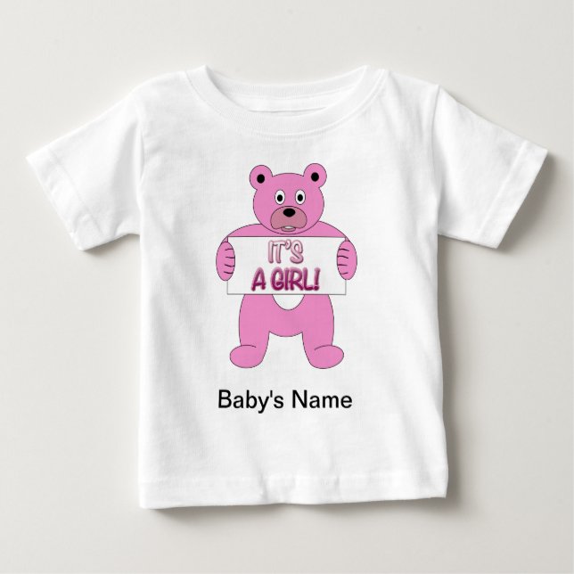 Es ist ein Girl-Pink-Bär Baby T-shirt (Vorderseite)
