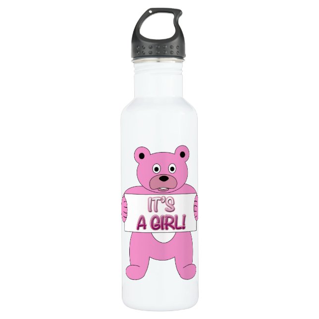 Es ist ein Girl-Pink-Bär Edelstahlflasche (Vorderseite)