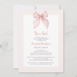 Es ist ein Girl Pink Bow Baby Dusche Coquette Eleg Einladung