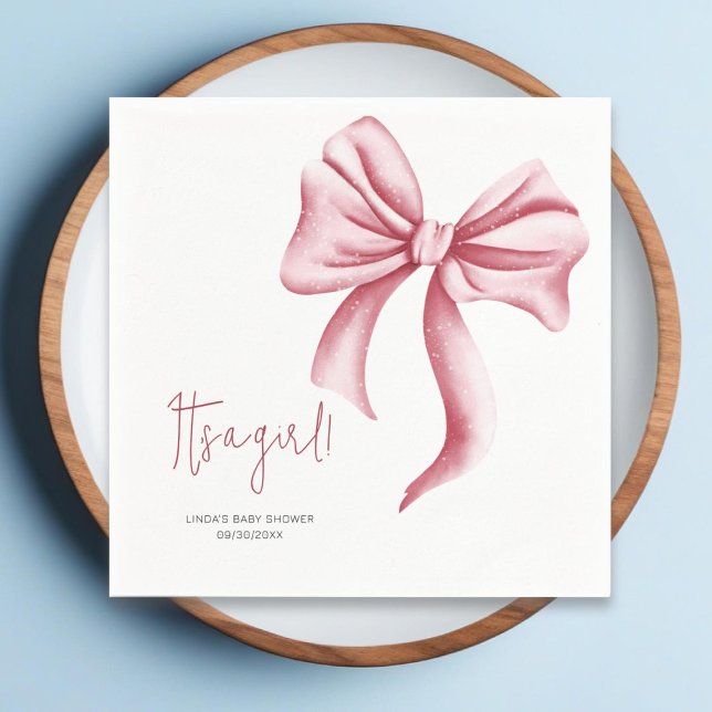 Es ist ein Girl Pink Bow Baby Shower Party Serviette (Von Creator hochgeladen)