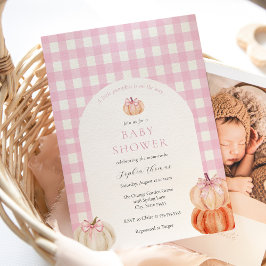 Es ist ein Girl Pink Bow Pumpkin Baby Shower Arch Einladung