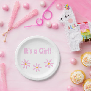 Es ist ein Girl Pink Floral für Tiffany Pappteller