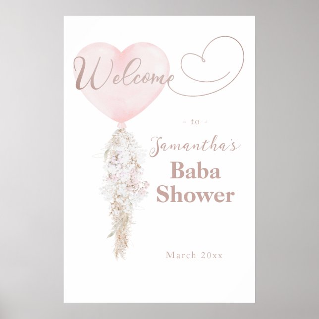 Es ist ein Girl Pink Heart Balloon Baby Dusche Emp Poster (Vorne)