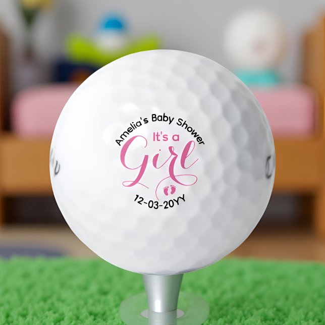Es ist ein Girl, Pink Personalisiert Baby Duwer Ge Golfball (Von Creator hochgeladen)