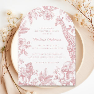 Es ist ein Girl Pink Toile Safari Baby Shower Arch Einladung