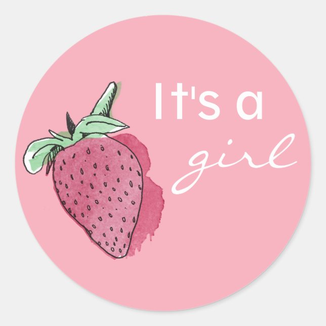 Es ist ein Girl-Rosa-Erdbeeraufkleber Runder Aufkleber (Vorderseite)