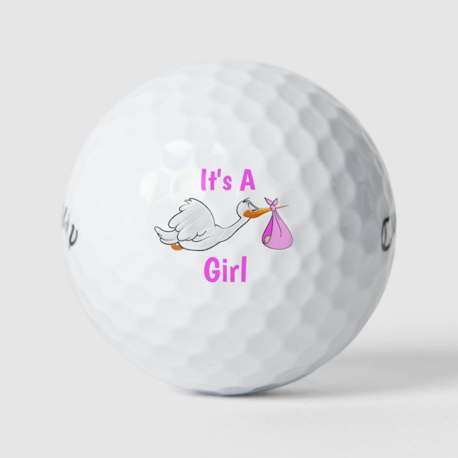 Es ist ein Girl Stork Golf Balls Golfball (Vorderseite)