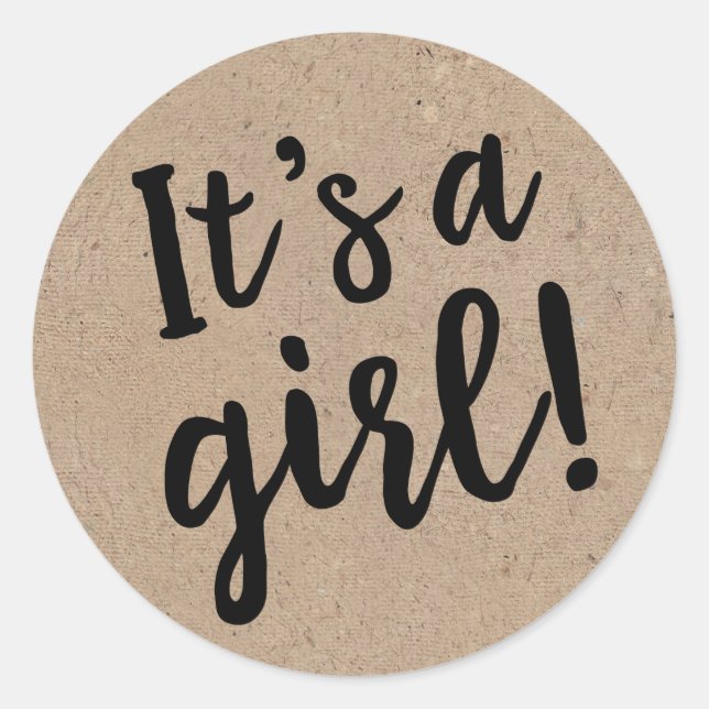Es ist ein Girl Trendy Script, Kraft Runder Aufkleber (Vorderseite)
