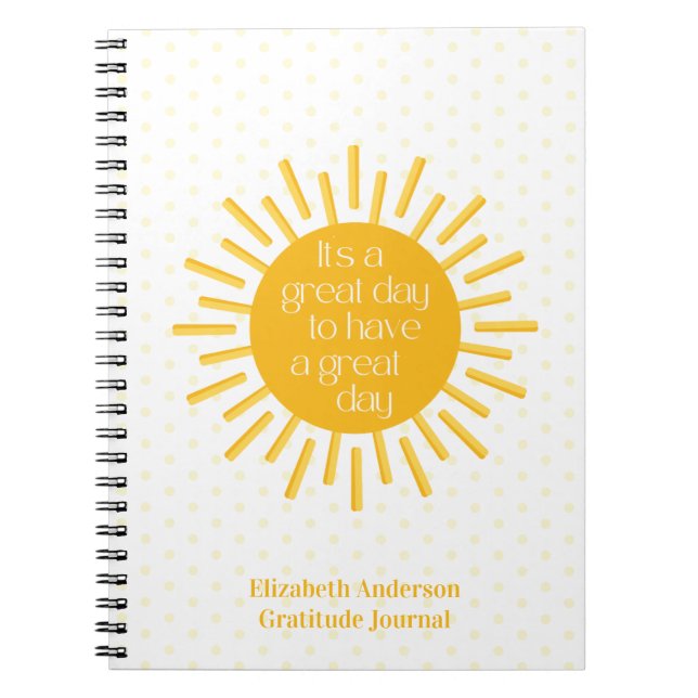 Es ist ein "Great Day Sun Gratitude Journal" Notizblock (Vorderseite)