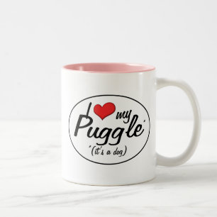 Es ist ein Hund! I Liebe mein Puggle Zweifarbige Tasse