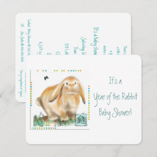 Es ist ein Jahr der Rabbit Baby Dusche! Einladung