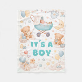 Es ist ein Junge Baby Ankündigungsdesign Fleecedecke