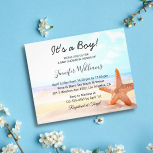 es ist ein Junge, Baby Shower, Strand Foto-Einladu Flyer