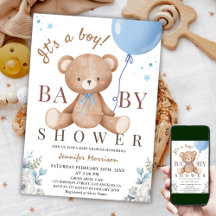 Es ist ein Junge | Babydusche Teddy Bear Blue Ball