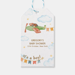 Es ist ein Junge Bär Flugzeug Himmel Baby Shower Geschenkanhänger