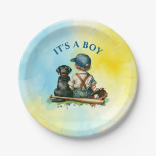 Es ist ein Junge   Baseball Themed Baby Dusche Pappteller