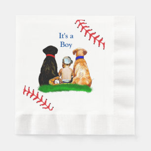 Es ist ein Junge,   Baseball Themed Baby Dusche Serviette