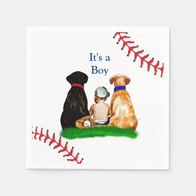 Es ist ein Junge, | Baseball Themed Baby Dusche Serviette (Vorderseite)