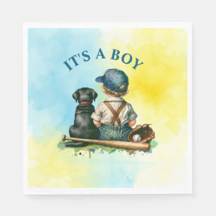 Es ist ein Junge   Baseball Themed Baby Dusche Serviette
