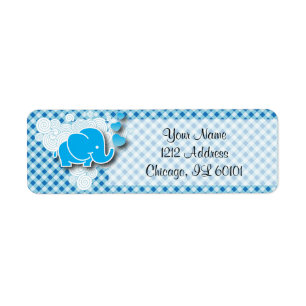 Es ist ein Junge, Blau & Weiß Kariert mit Baby Ele