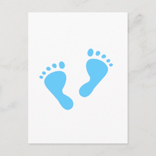 Es ist ein Junge - Blue Baby Feet Ankündigungspostkarte (Vorderseite)