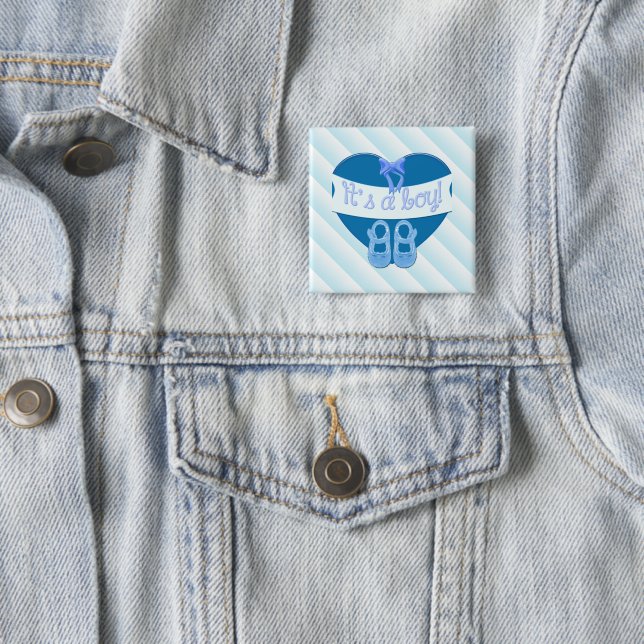 Es ist ein Junge Blue Heart Bow Shoes Baby Boy Sho Button (Beispiel)