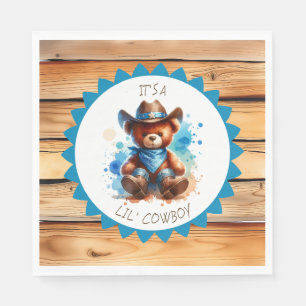 Es ist ein Junge   Cowboy Teddy Bear Boy's Baby Sh Serviette