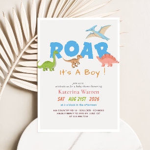 Es ist ein Junge Dino Dinosaur Baby Shower Einladung