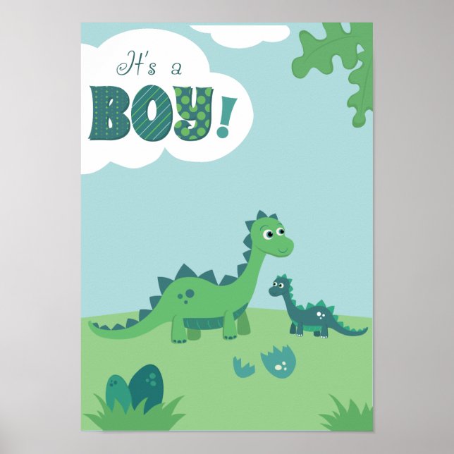 Es ist ein Junge-Dinosauriermami und ein Jungenpos Poster (Vorne)