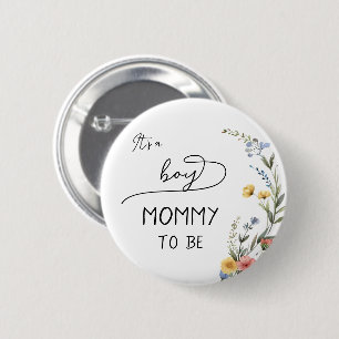 Es ist ein Junge! Farbige Wildblumen werdende Mutt Button