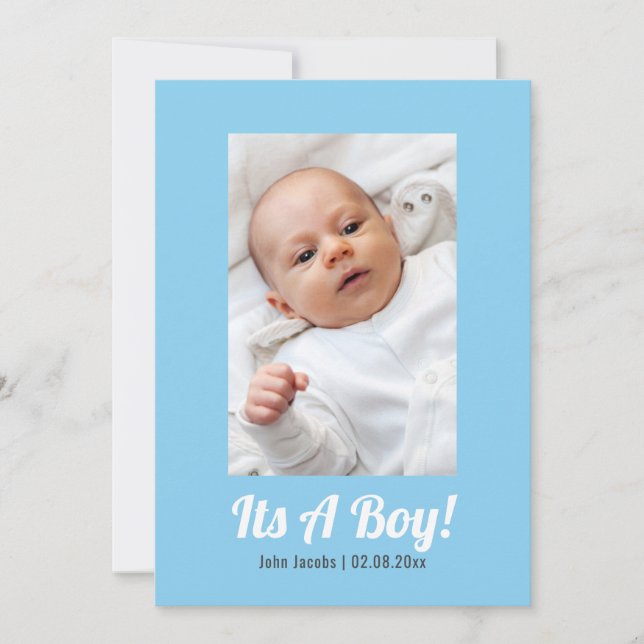 Es ist ein Junge, Foto-Speicher, Baby-Duschkarte. Einladung (Vorderseite)