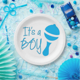 Es ist ein Junge Geschlecht zeigen Baby Dusche Blu Pappteller
