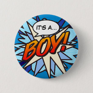 ES IST EIN JUNGE Geschlechterenthüllung Comic-Book Button