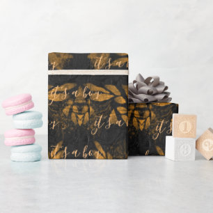 ES IST EIN JUNGE Gold Glitter Botanische Textur Geschenkpapier
