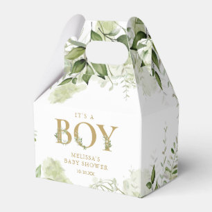 Es ist ein Junge Greenery Botanical Gold Babyparty Geschenkschachtel