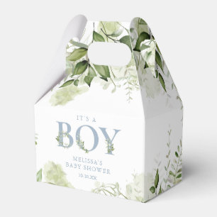 Es ist ein Junge Greenery Dusty Blue Babyparty Geschenkschachtel