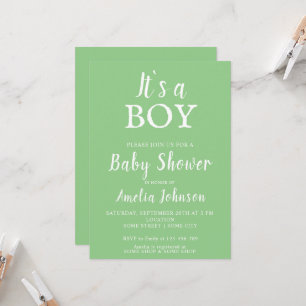 Es ist ein Junge Grüne Babyparty für Mädchen und J Einladung