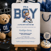 Es ist ein Junge Hockey Teddybär Junge Baby-Party