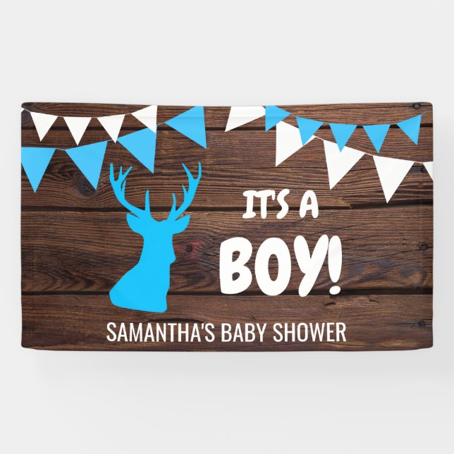 ES IST EIN JUNGE! Individuelle rustikale Buck Deer Banner (Horizontal)