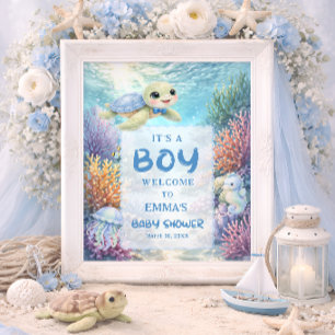 Es ist ein Junge Meeresschildkröte Baby Shower Wil Poster