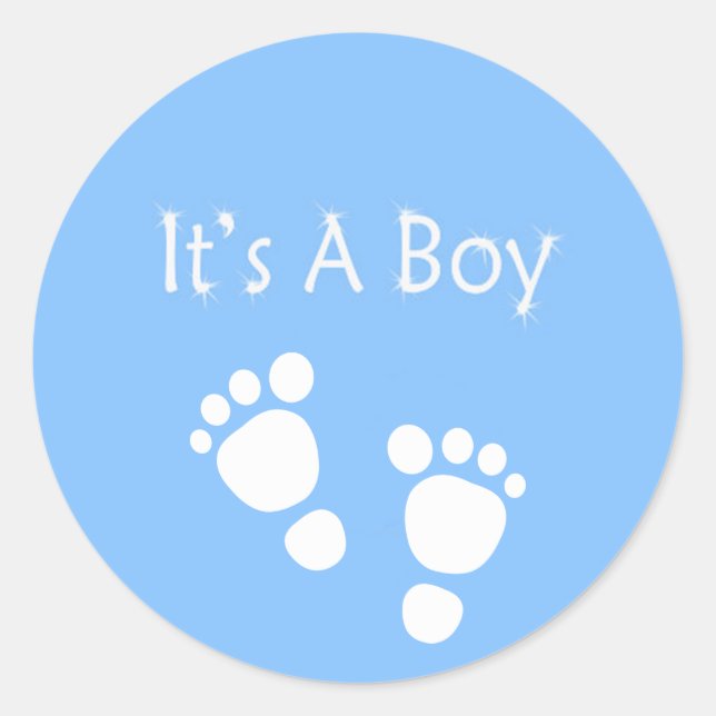 Es ist ein Junge mit blauen Babyfüßen Runder Aufkleber (Vorderseite)
