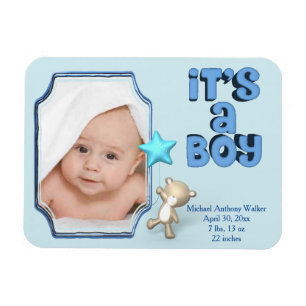 Es ist ein Junge mit Foto, Informationen und Baby- Magnet