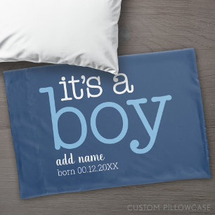Es ist ein Junge - modern, neugierig mit Baby-Name Kissenbezug