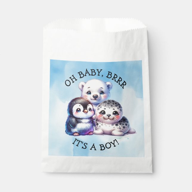 Es ist ein Junge | Polar Arctic Winter Baby Show Geschenktütchen (Vorderseite)