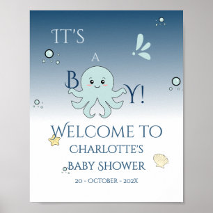 Es ist ein Junge! Süße Meerestiere Baby Shower Wil Poster