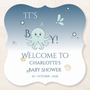 Es ist ein Junge! Süße Ozean-Tiere Baby Shower Untersetzer
