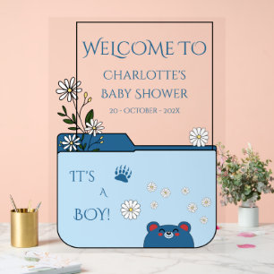 Es ist ein Junge! Süßer Bär & Gänseblümchen Baby S Acrylschild