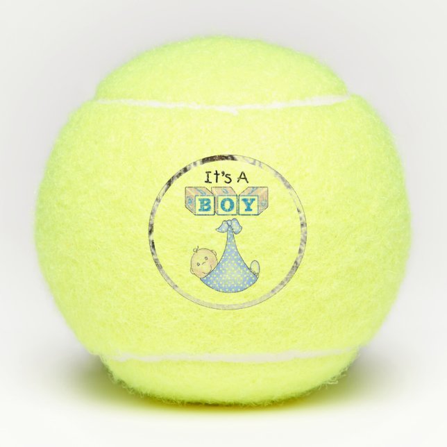 Es ist ein Junge Tennisbälle (Vorderseite)