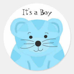 Es ist ein Junge Tiger Baby Ankündigung Runder Aufkleber